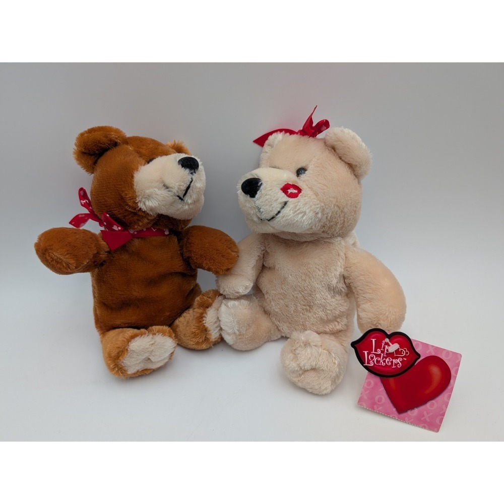 Dan Dee Lip Lockers Bear Plush Kissing‎ 10 Inch Brown Stuffed Animal Toy